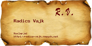Radics Vajk névjegykártya